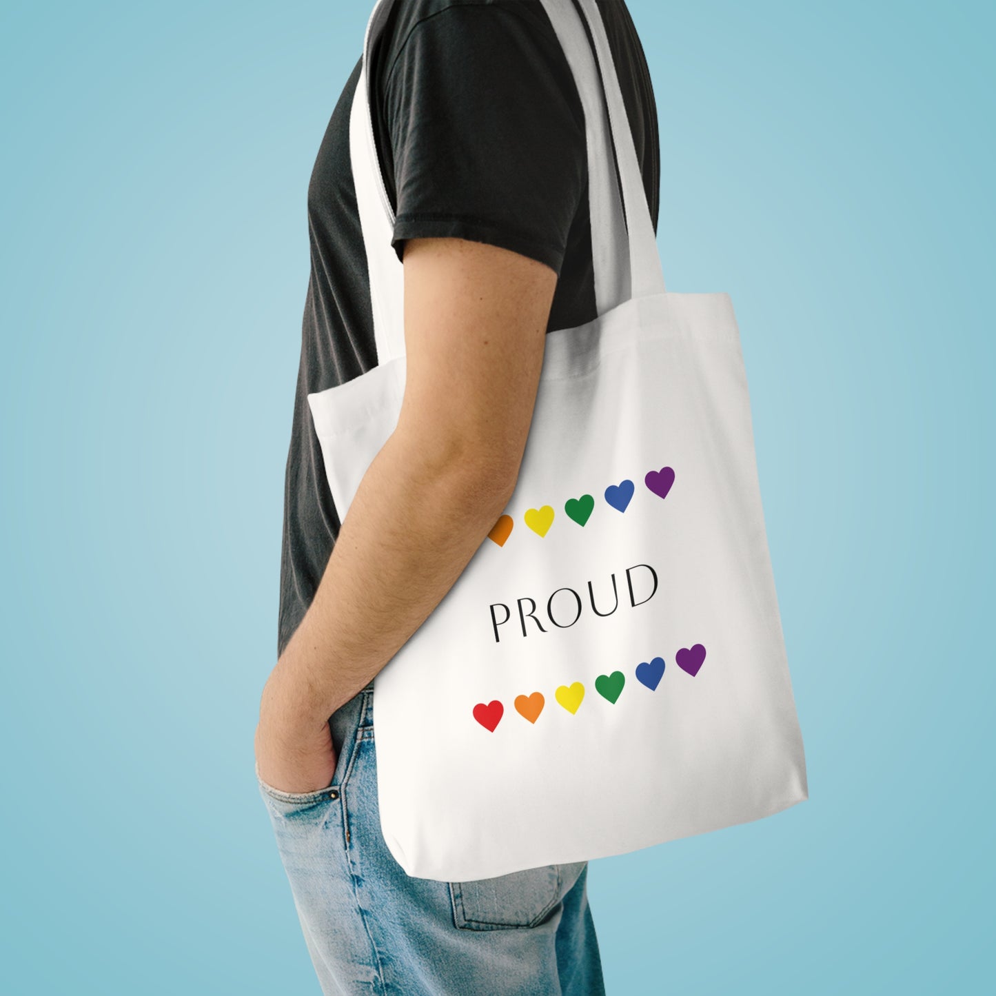 Proud Rainbow Cotton Tote Bag | LGBTQ+ Support, Pride Event, Reusable Shopping, Eco-Friendly Gift, Everyday Use