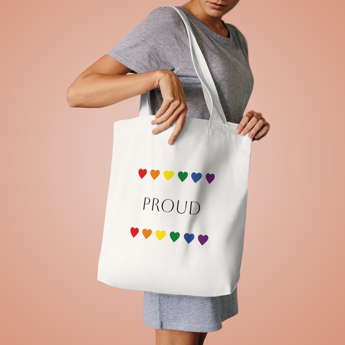 Proud Rainbow Cotton Tote Bag | LGBTQ+ Support, Pride Event, Reusable Shopping, Eco-Friendly Gift, Everyday Use