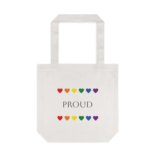 Proud Rainbow Cotton Tote Bag | LGBTQ+ Support, Pride Event, Reusable Shopping, Eco-Friendly Gift, Everyday Use